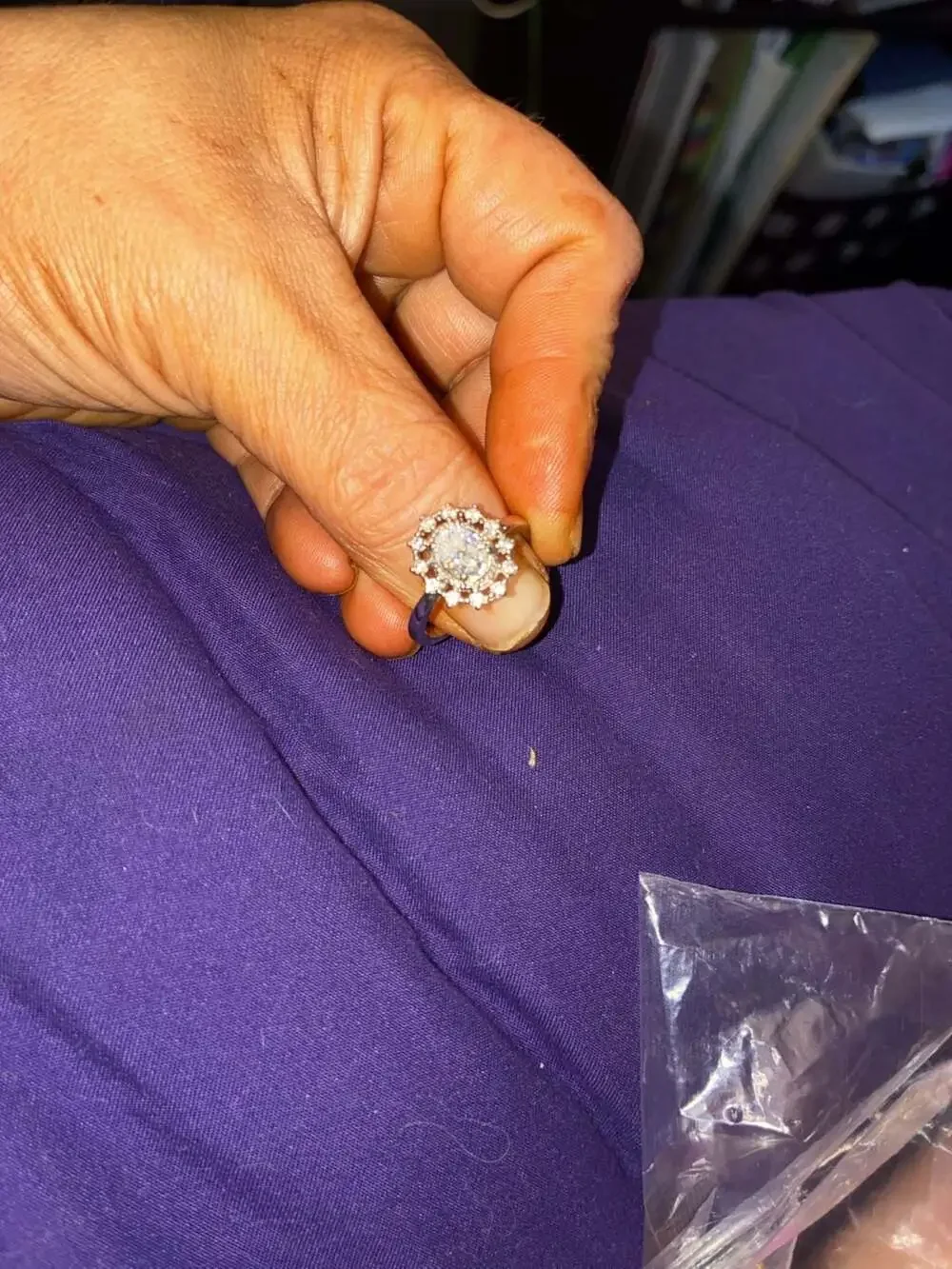 Sterling Silver Halo Flower Cluster Ring with Cubic Zirconia